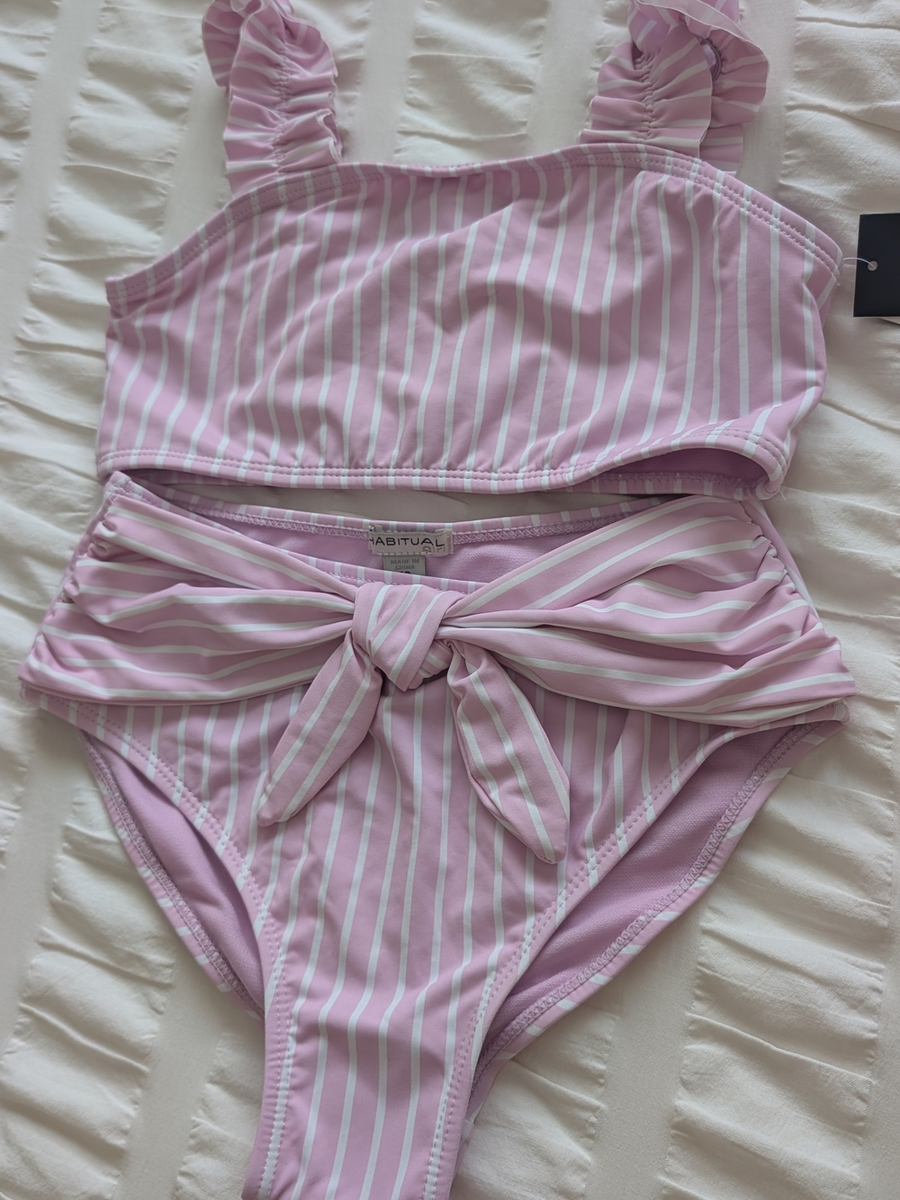 Habitual Pink & White Striped Two-Piece Swimsuit with Tie Detail